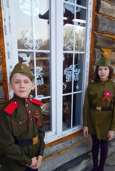 Акции к празднику Победы "Рисуем Победу", "Георгиевская лента", "Окна Победы".
